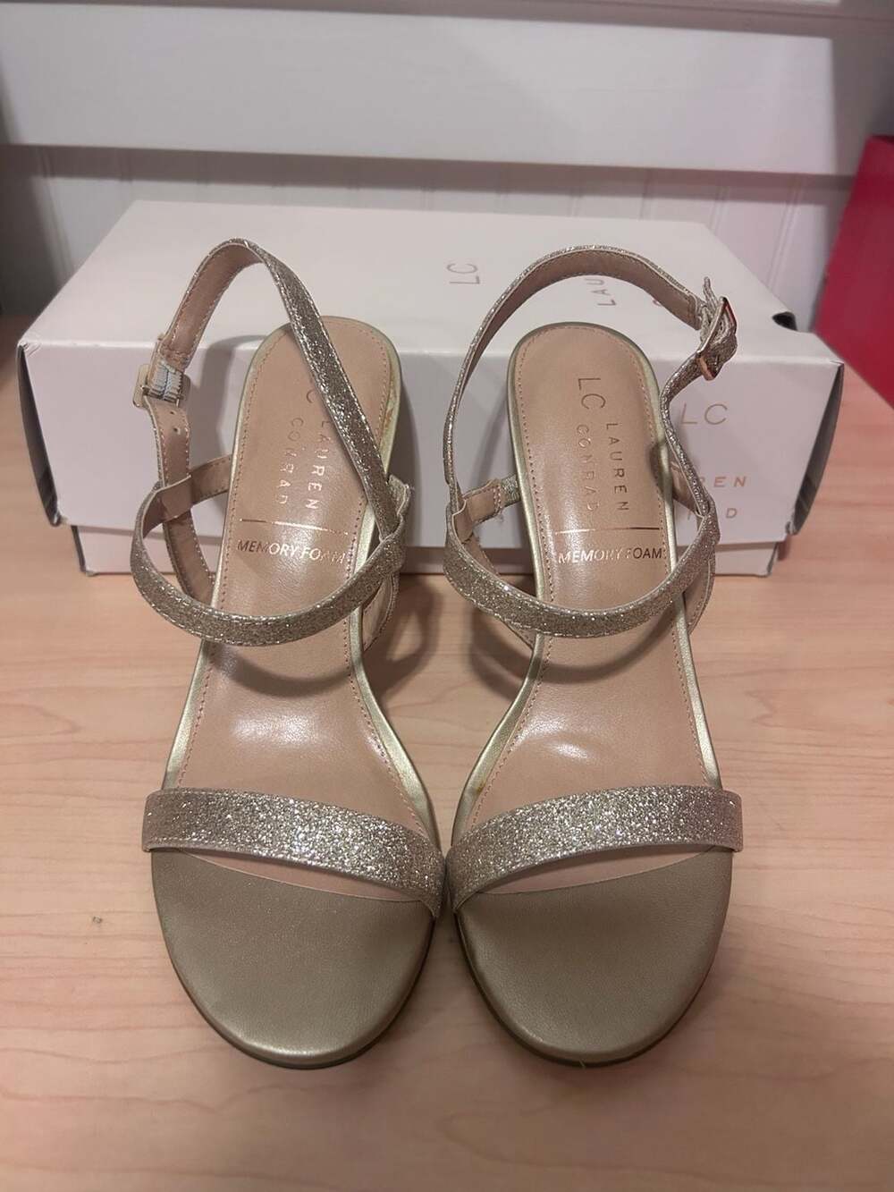 Lc Lauren Conrad Hazelnuts Gold Glitter Stiletto Heels Size 8 View 2